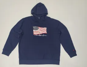 Nwt Polo Big & Tall Navy American Flag Print Hoodie