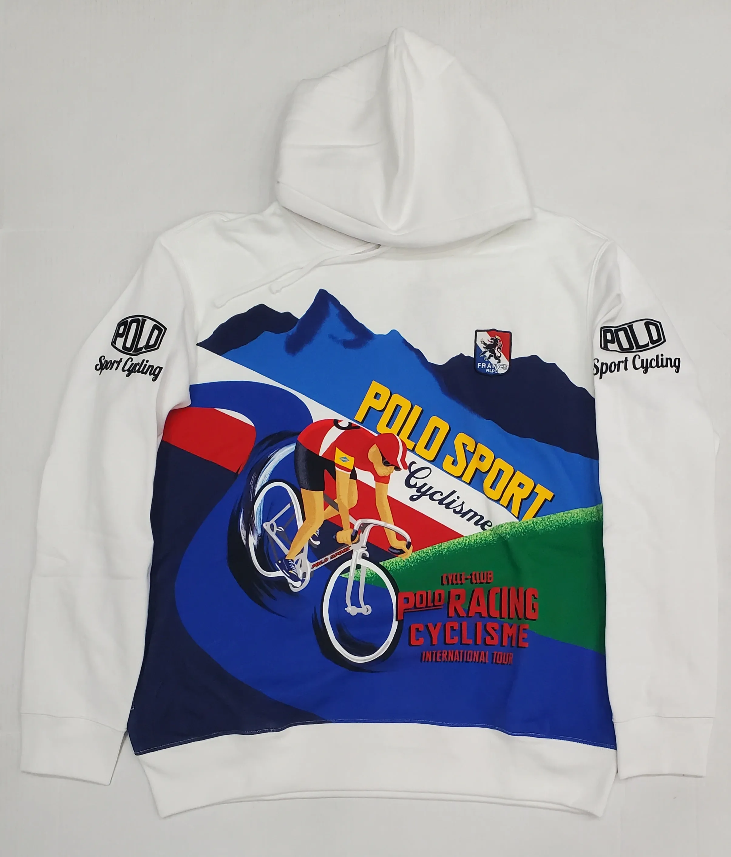 Nwt Polo Sport White Racing Cyclisme Fleece Hoodie