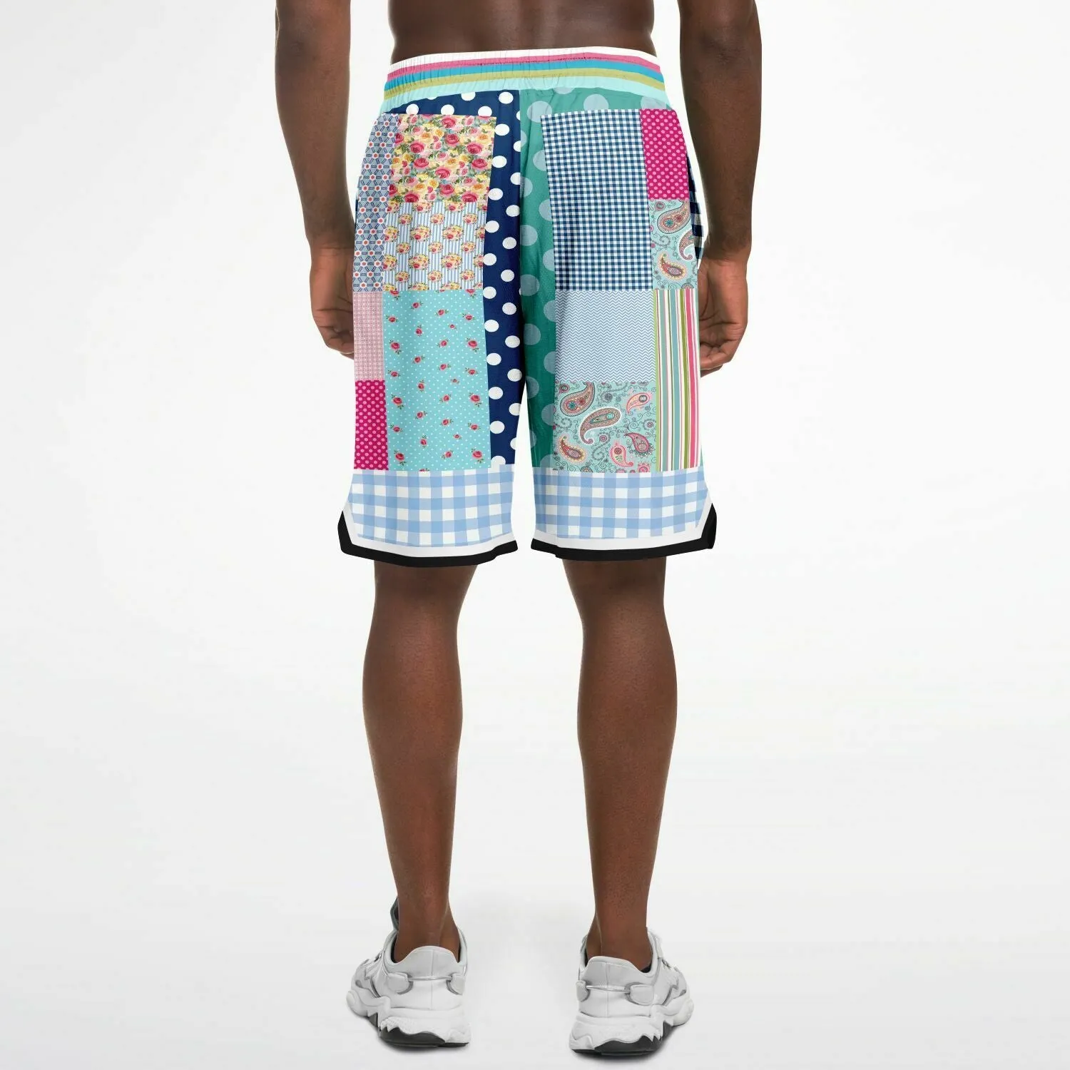 Pink Sherbert Patchwork Plaid Basketball Shorts