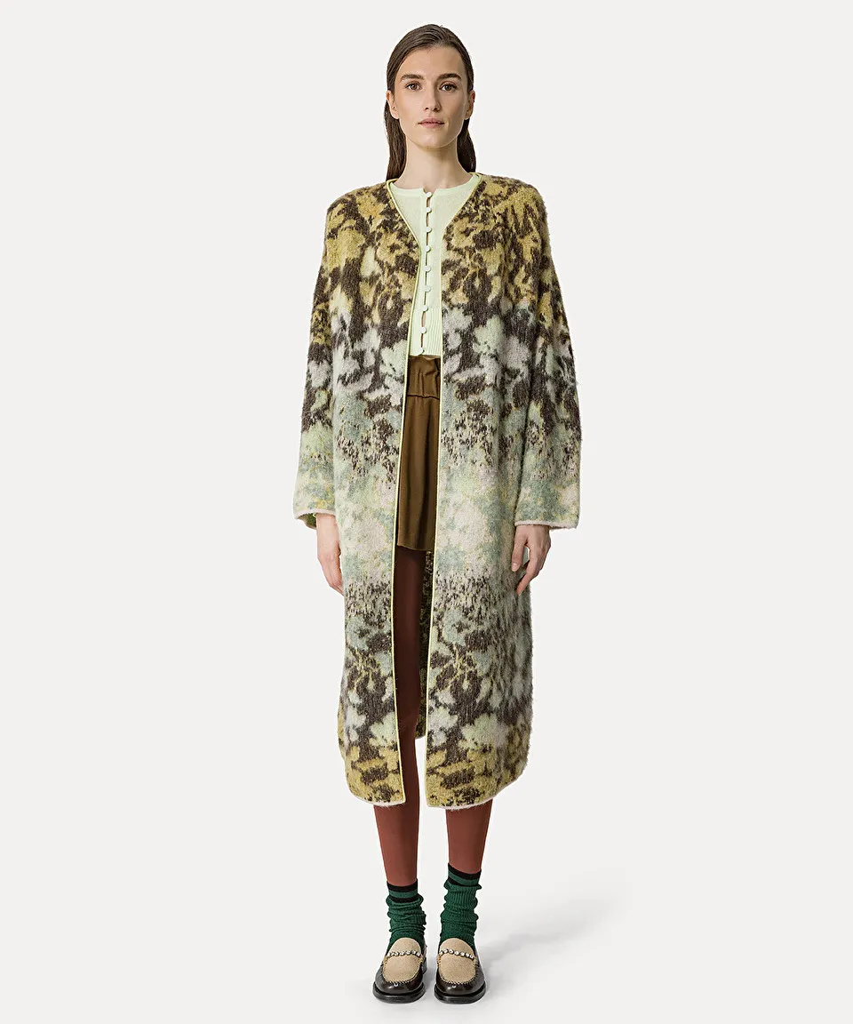 "bloom mist" jacquard coat