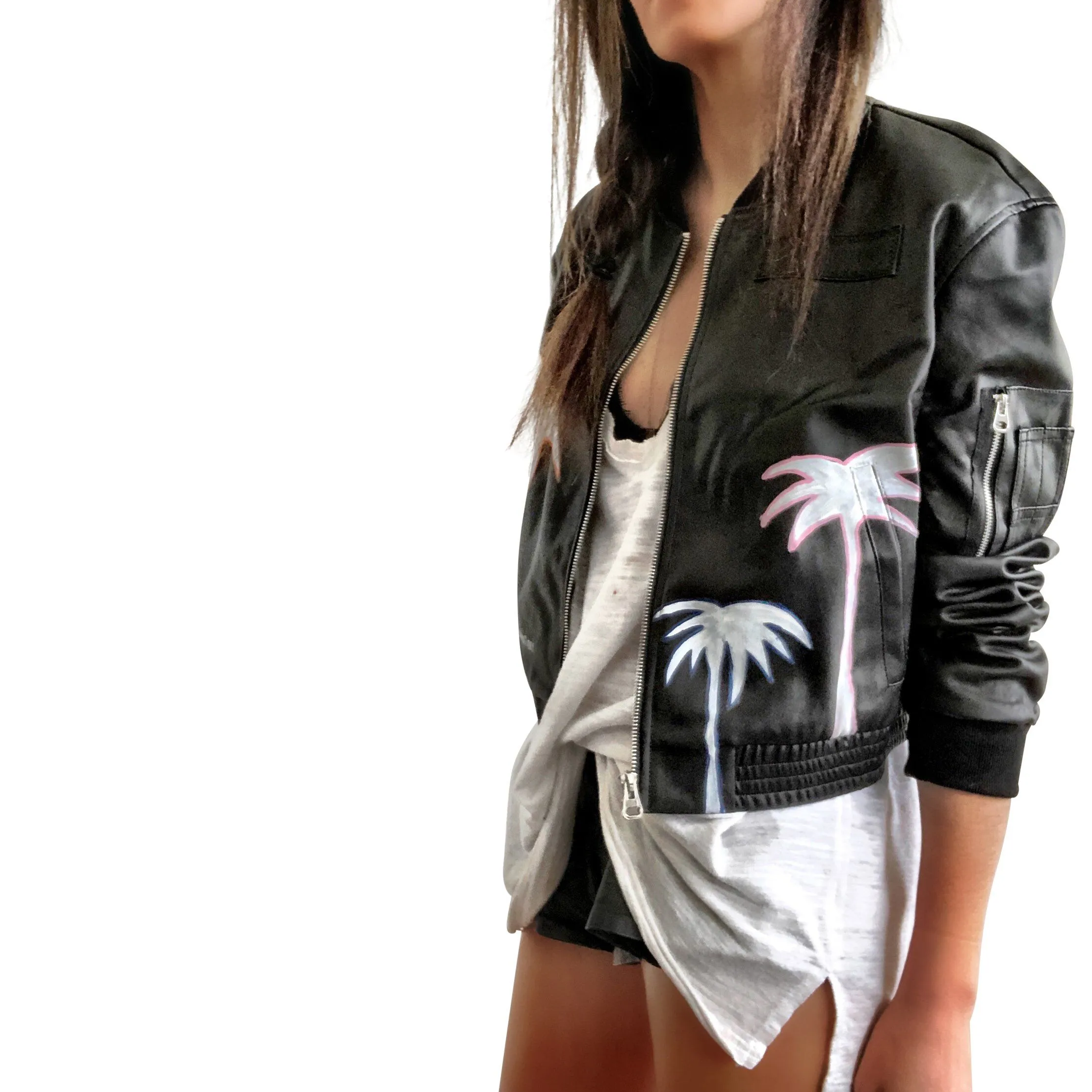 'RAINBOW PALMS' LEATHER JACKET