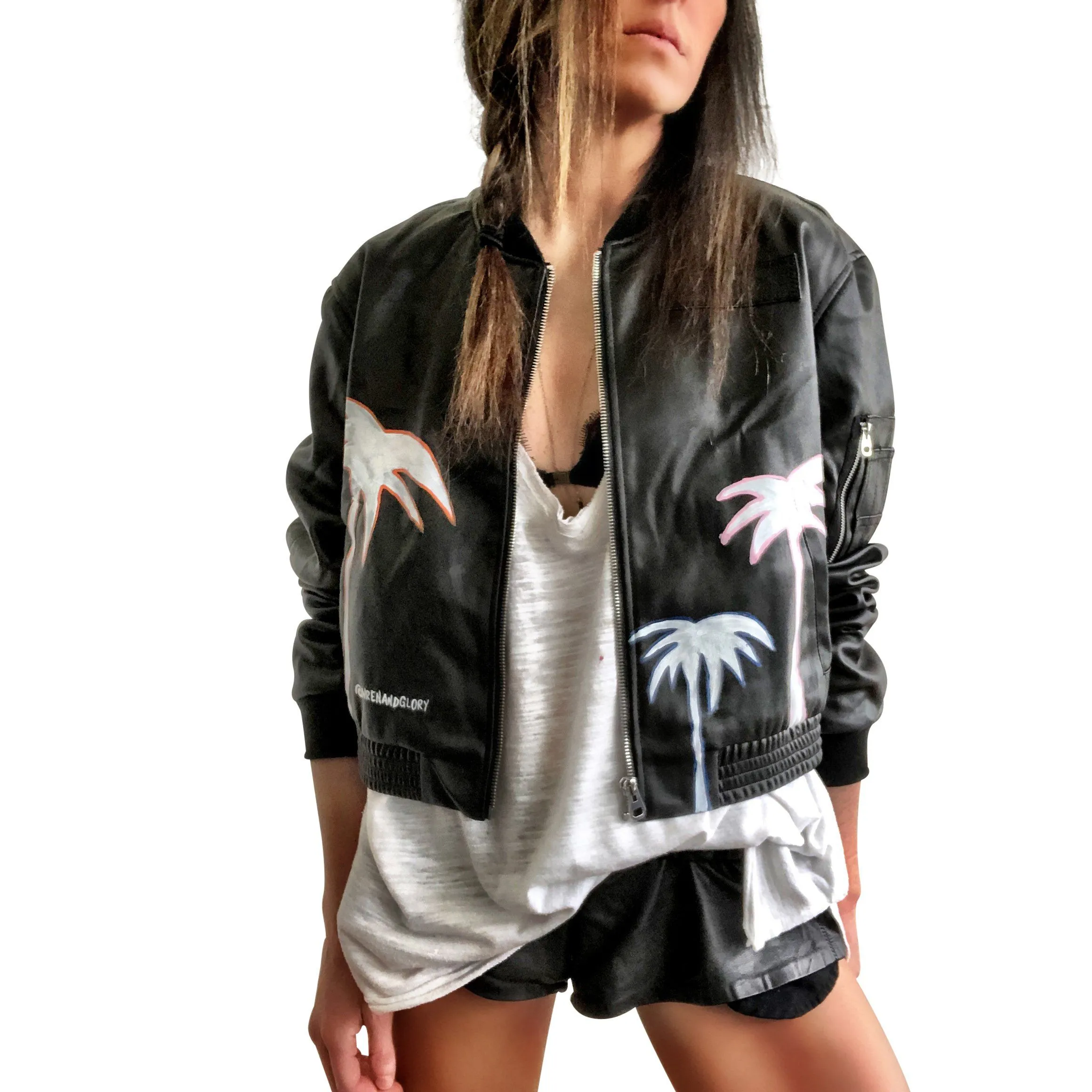 'RAINBOW PALMS' LEATHER JACKET