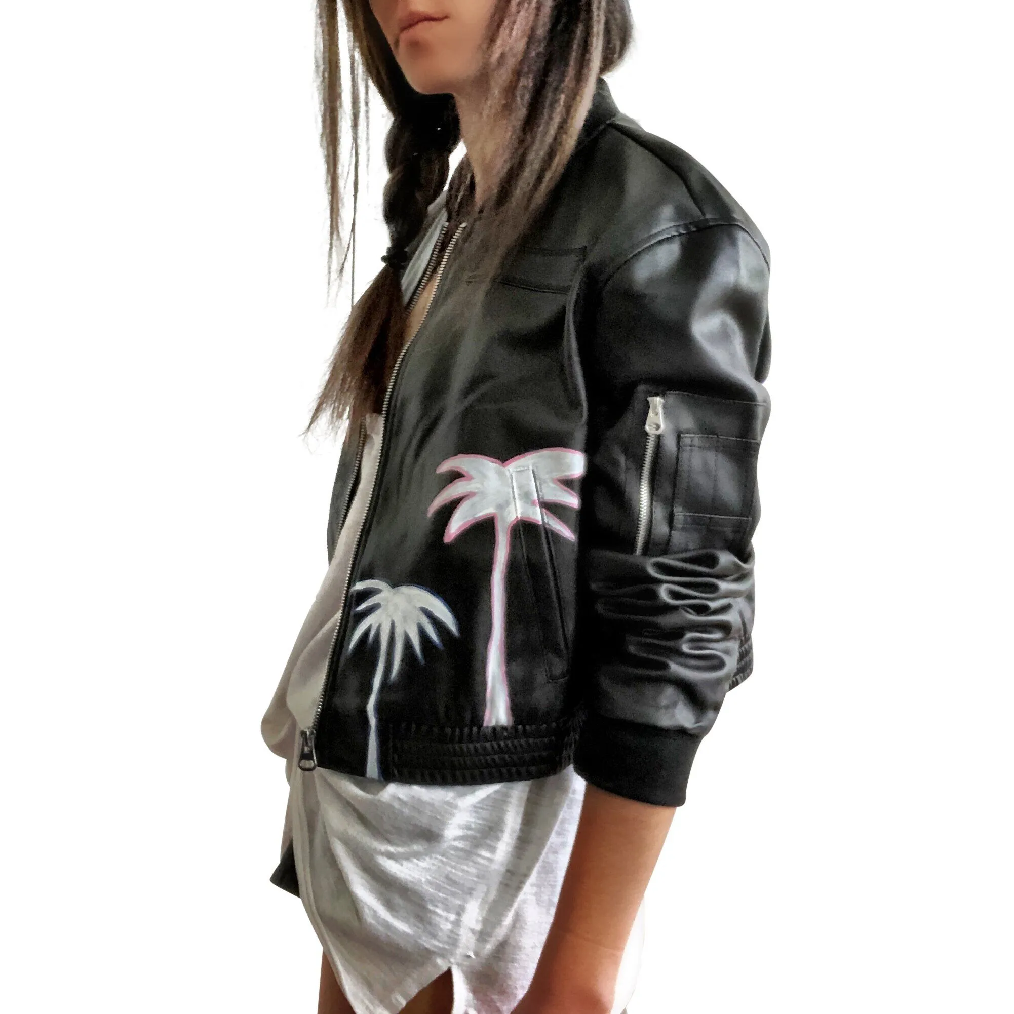 'RAINBOW PALMS' LEATHER JACKET