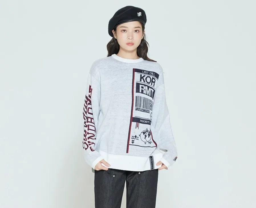 ROMANTIC CROWN  |Unisex Street Style U-Neck Long Sleeves Plain Logo Sweaters