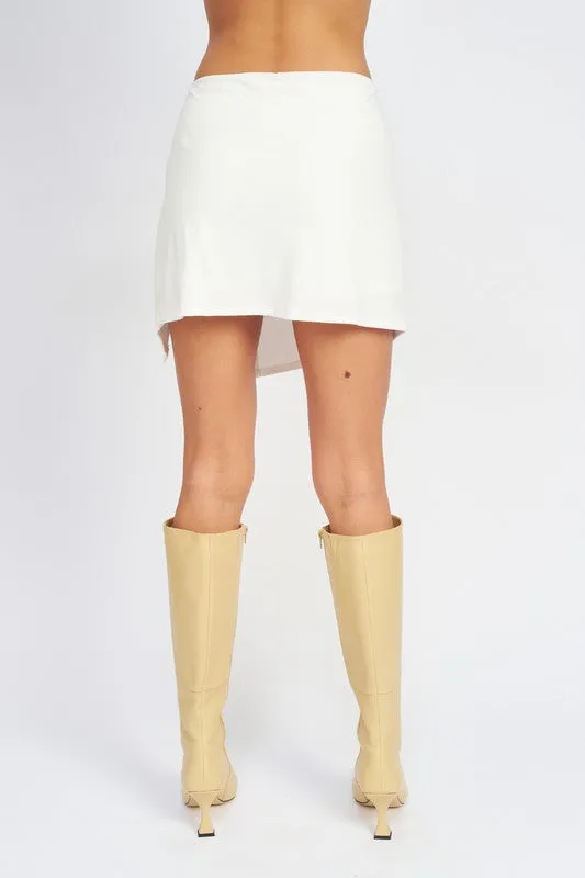 RUCHED MINI SKIRT WITH SIDE SLIT