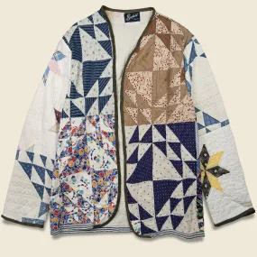 Scofield Flying Geese Quilt Kimono - Blue/Tan