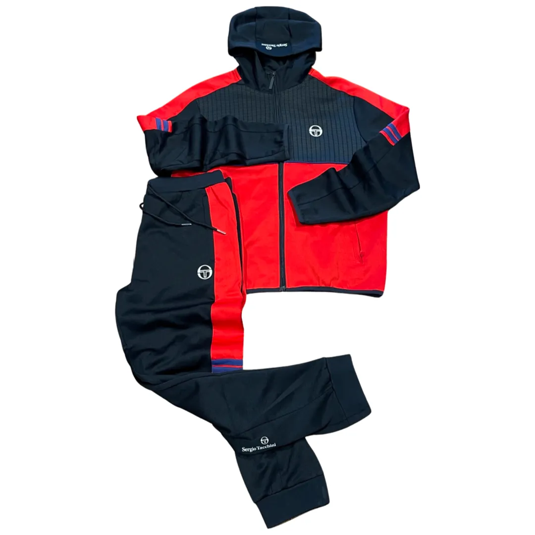 SERGIO TACHINNI BEAL HOODY TRACK SUIT - MEN’S-  BLACK RED ADRENALINE RUSH