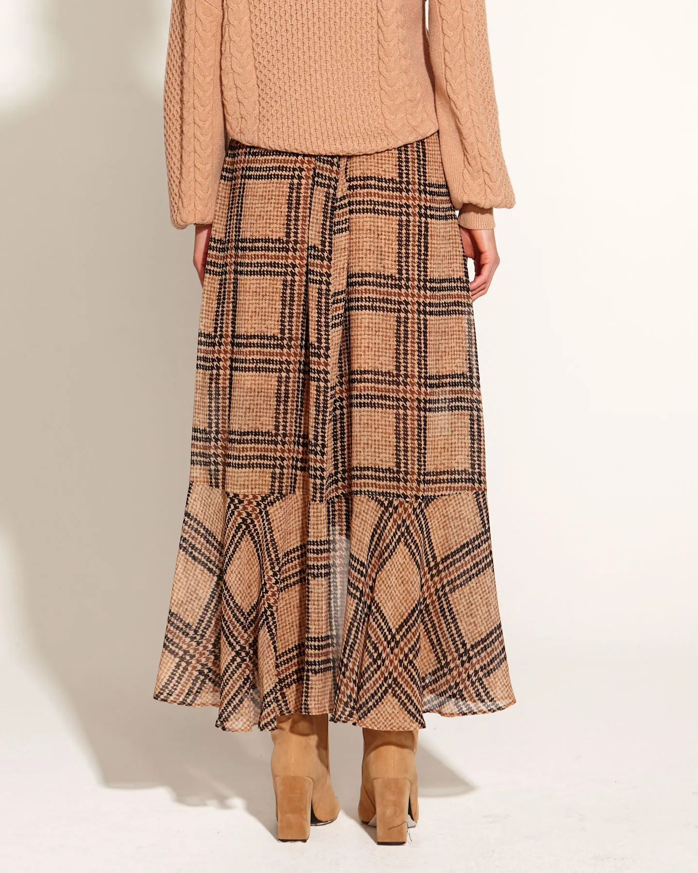 Something Beautiful Side Split Sheer Lined Midi Skirt