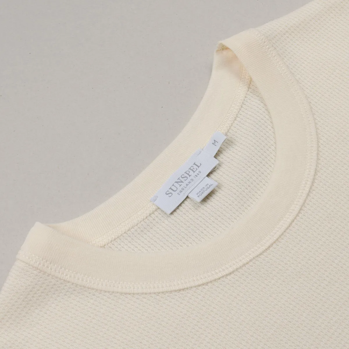 Sunspel - Long Sleeve Crew Neck Waffle T-shirt - Off White