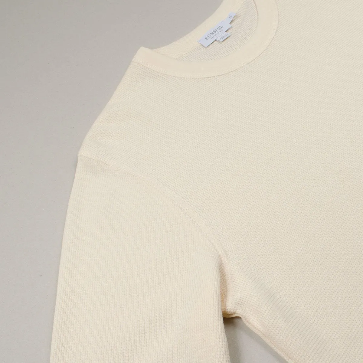 Sunspel - Long Sleeve Crew Neck Waffle T-shirt - Off White