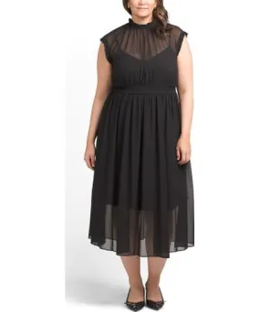 Tj Maxx Plus Sheer Frill Midi Dress For Women