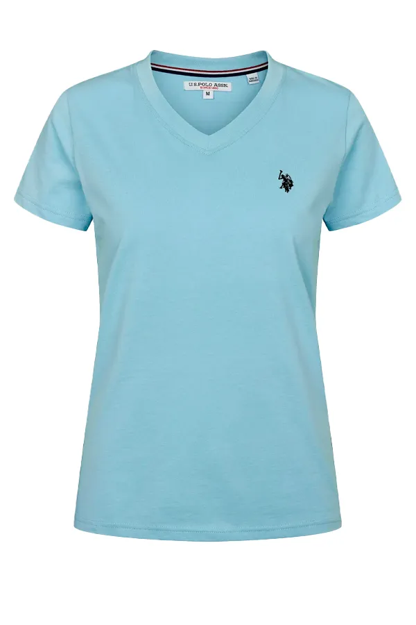 U.S. POLO ASSN. Women V-Neck T-shirt Assia Cerulean