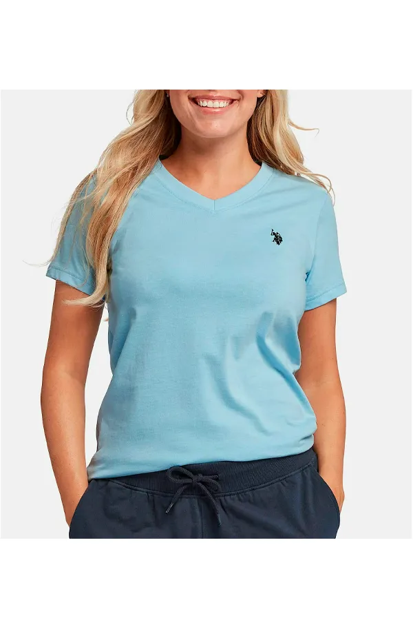 U.S. POLO ASSN. Women V-Neck T-shirt Assia Cerulean