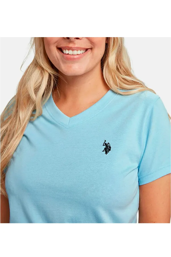 U.S. POLO ASSN. Women V-Neck T-shirt Assia Cerulean