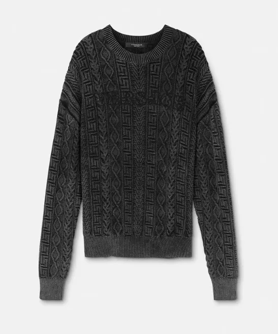 VERSACE  |Crew Neck Wool Street Style Long Sleeves Plain Cotton Logo