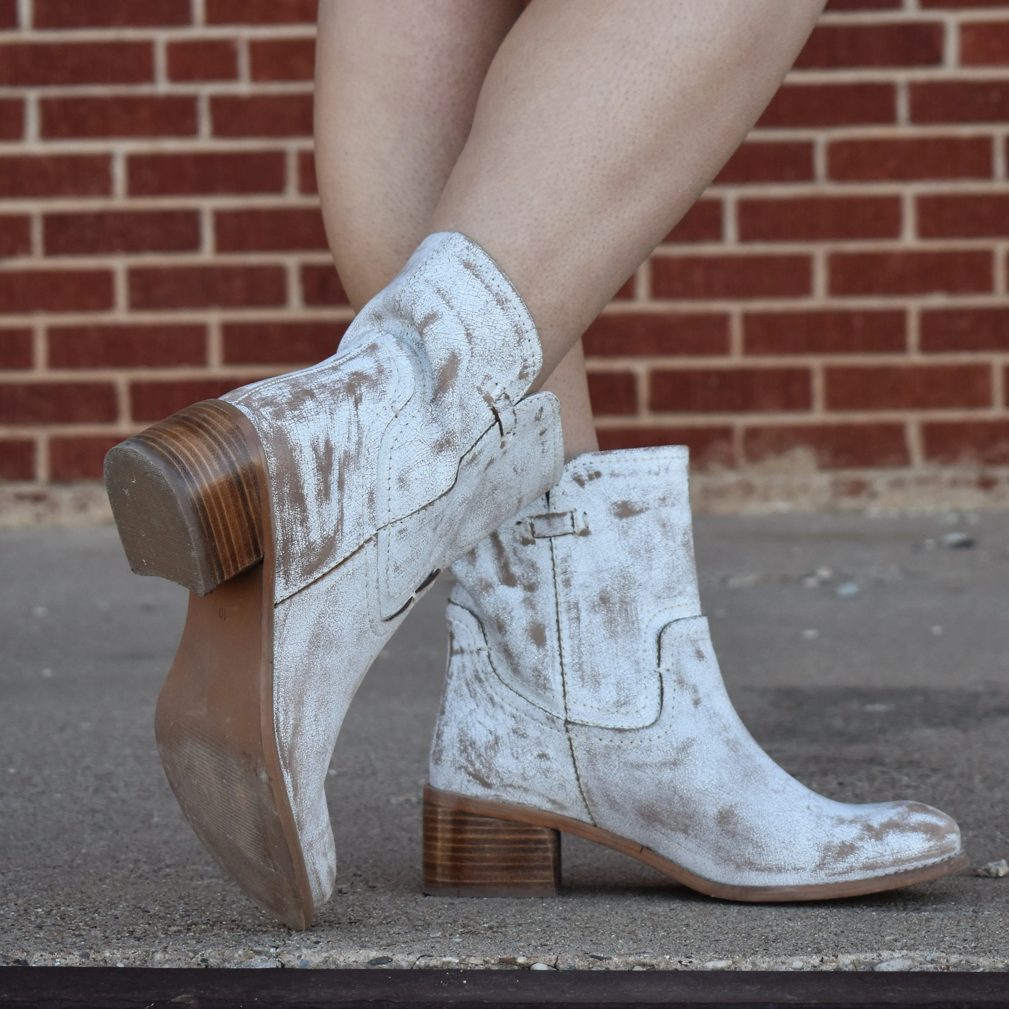 White Weathered Leather Boot*