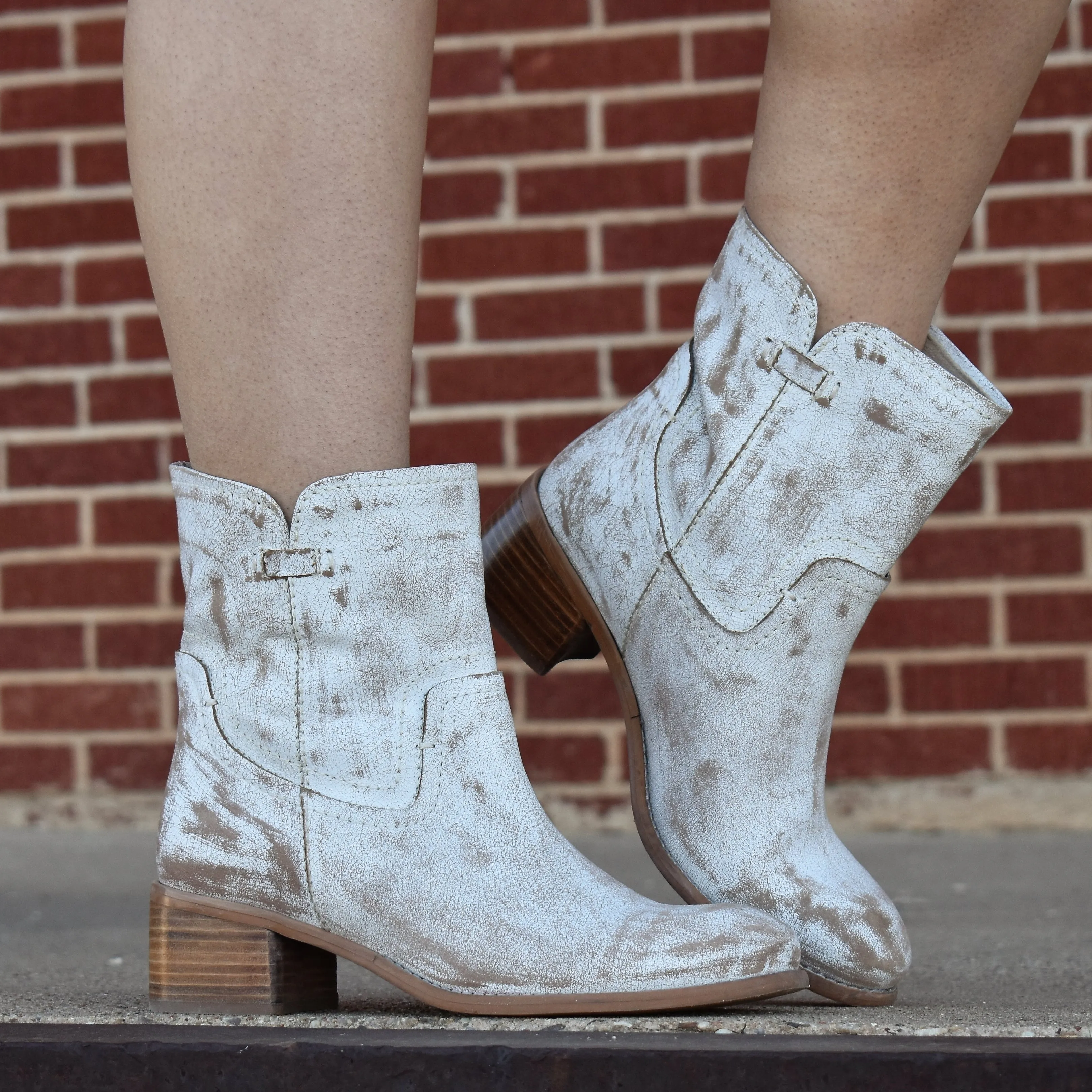 White Weathered Leather Boot*