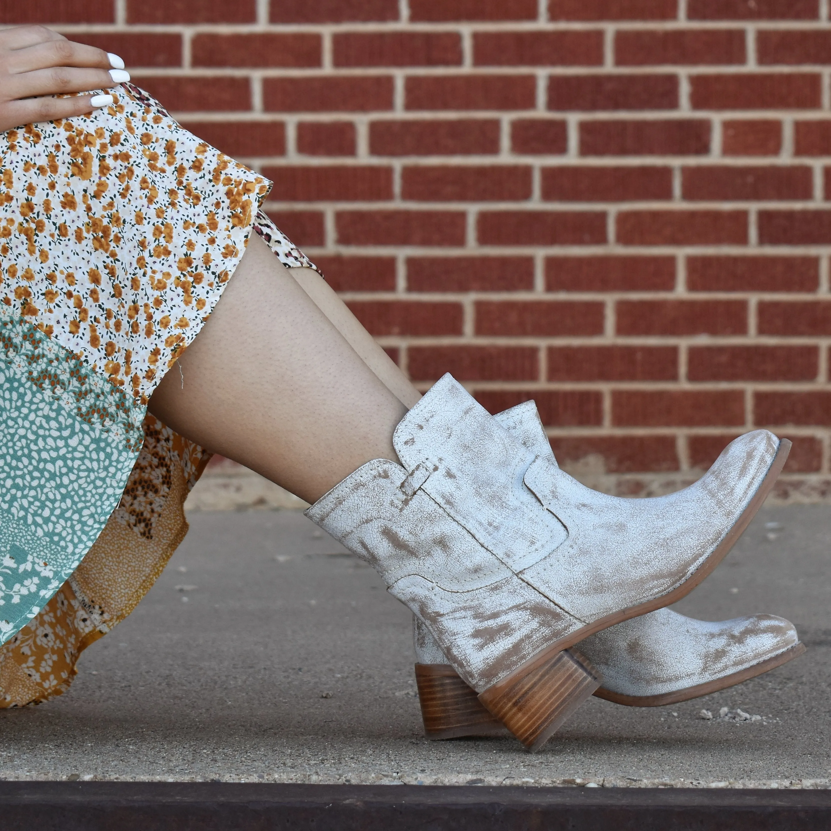 White Weathered Leather Boot*