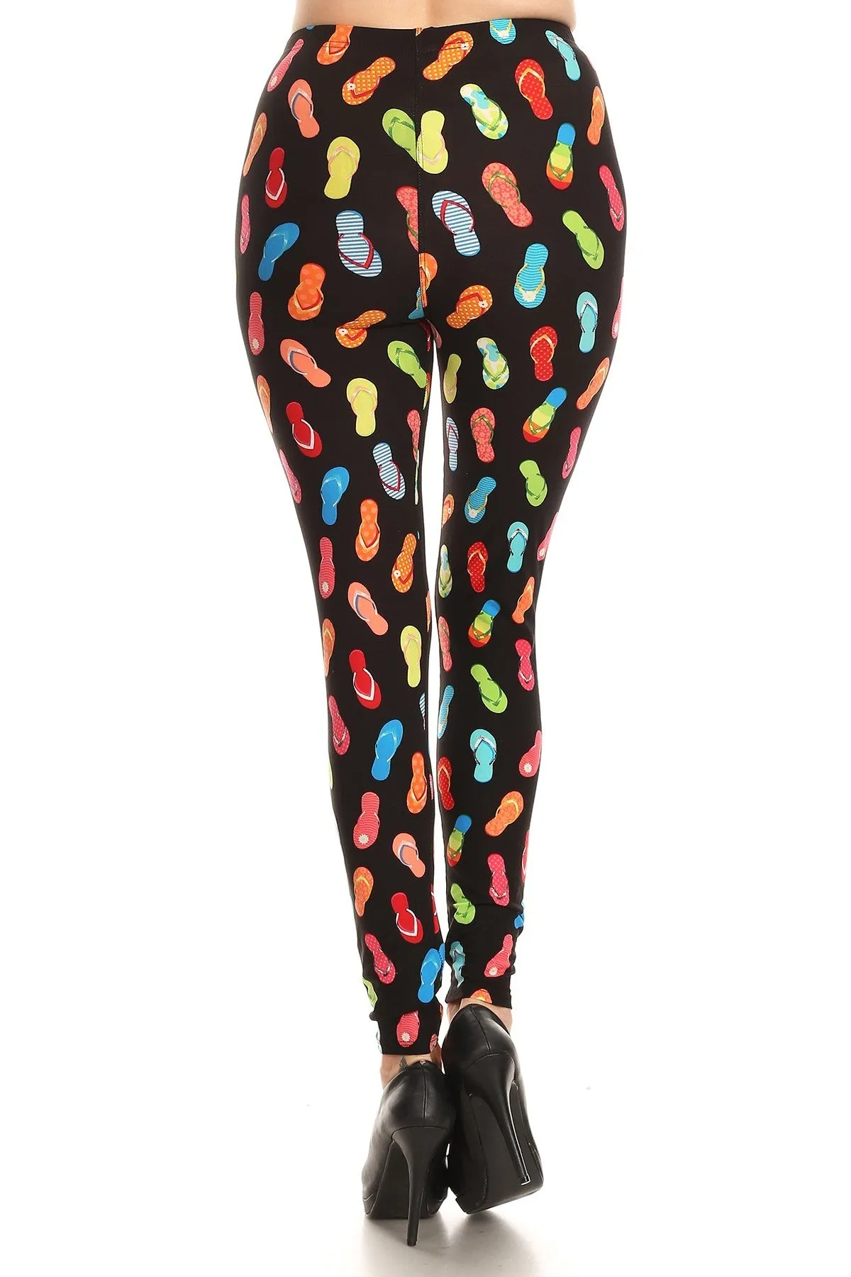 Women's 3 X 5X colorful Flip-Flops Sandal Pattern Printed Leggings