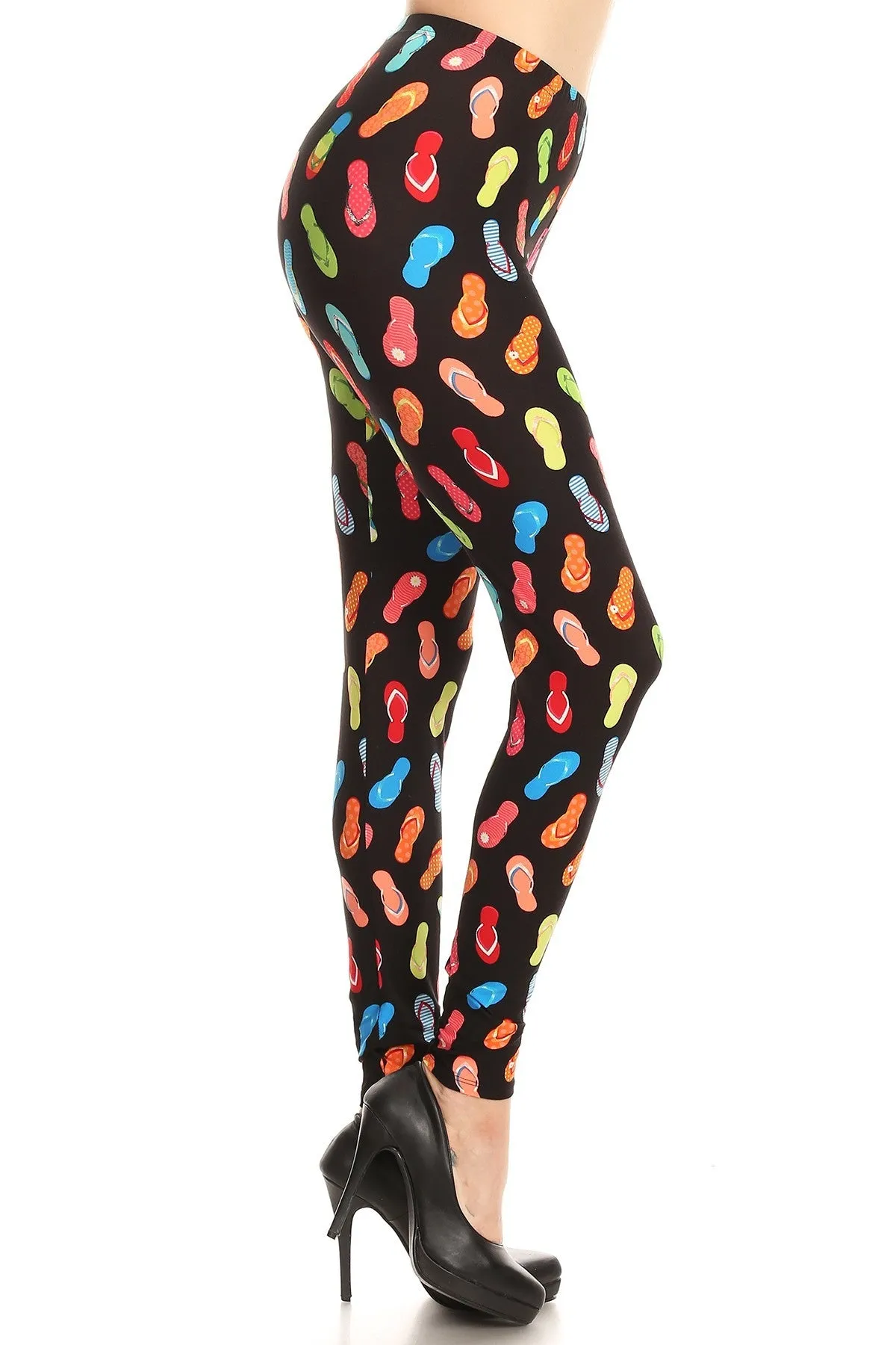 Women's 3 X 5X colorful Flip-Flops Sandal Pattern Printed Leggings