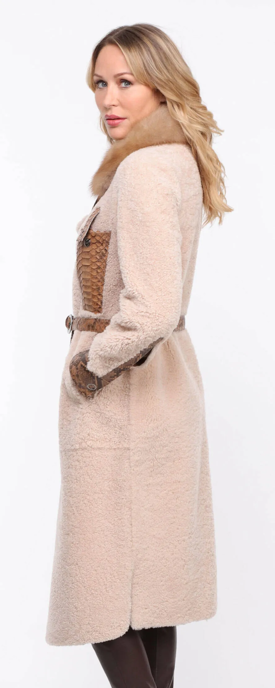 Women's ecru \paolina\ sheepskin coat