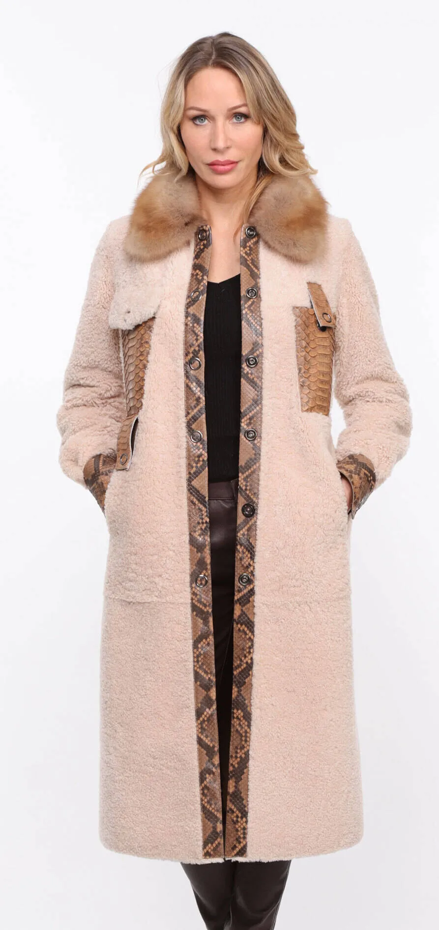 Women's ecru \paolina\ sheepskin coat