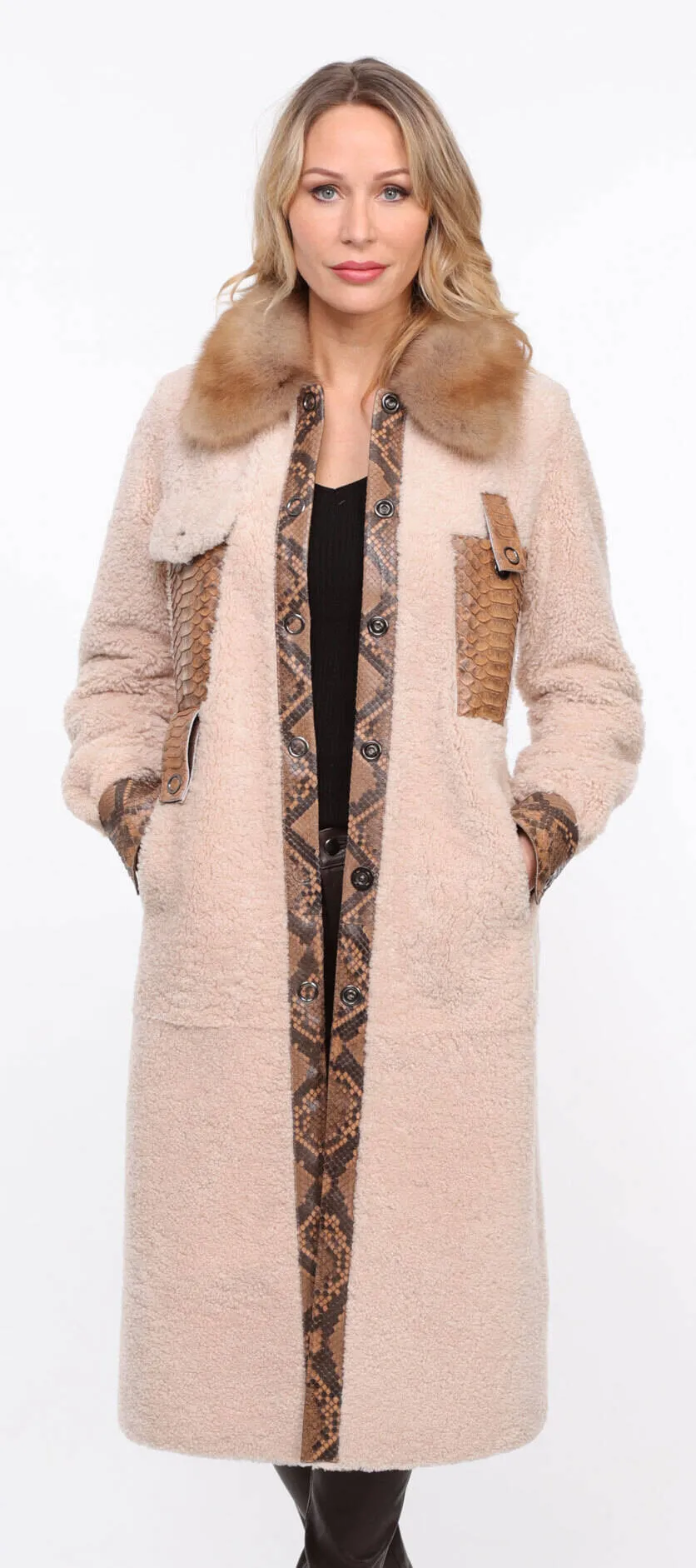 Women's ecru \paolina\ sheepskin coat