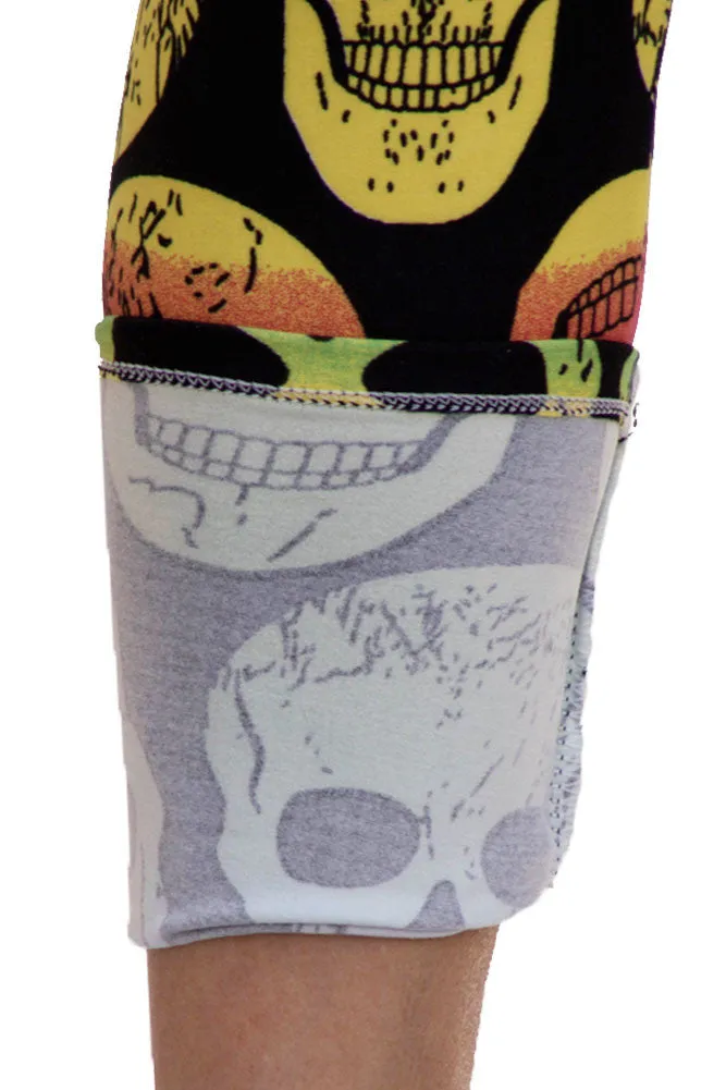 Women's Plus Neon Gradient Skull Pattern Leggings