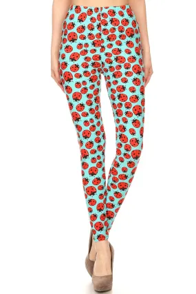 Women's Regular colorful Ladybugs Insect Pattern Printed Leggings