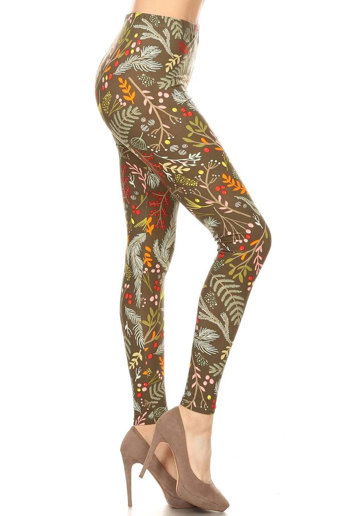 Women's Regular Foliage Autumn Leaf Harvest Pattern Printed Leggings