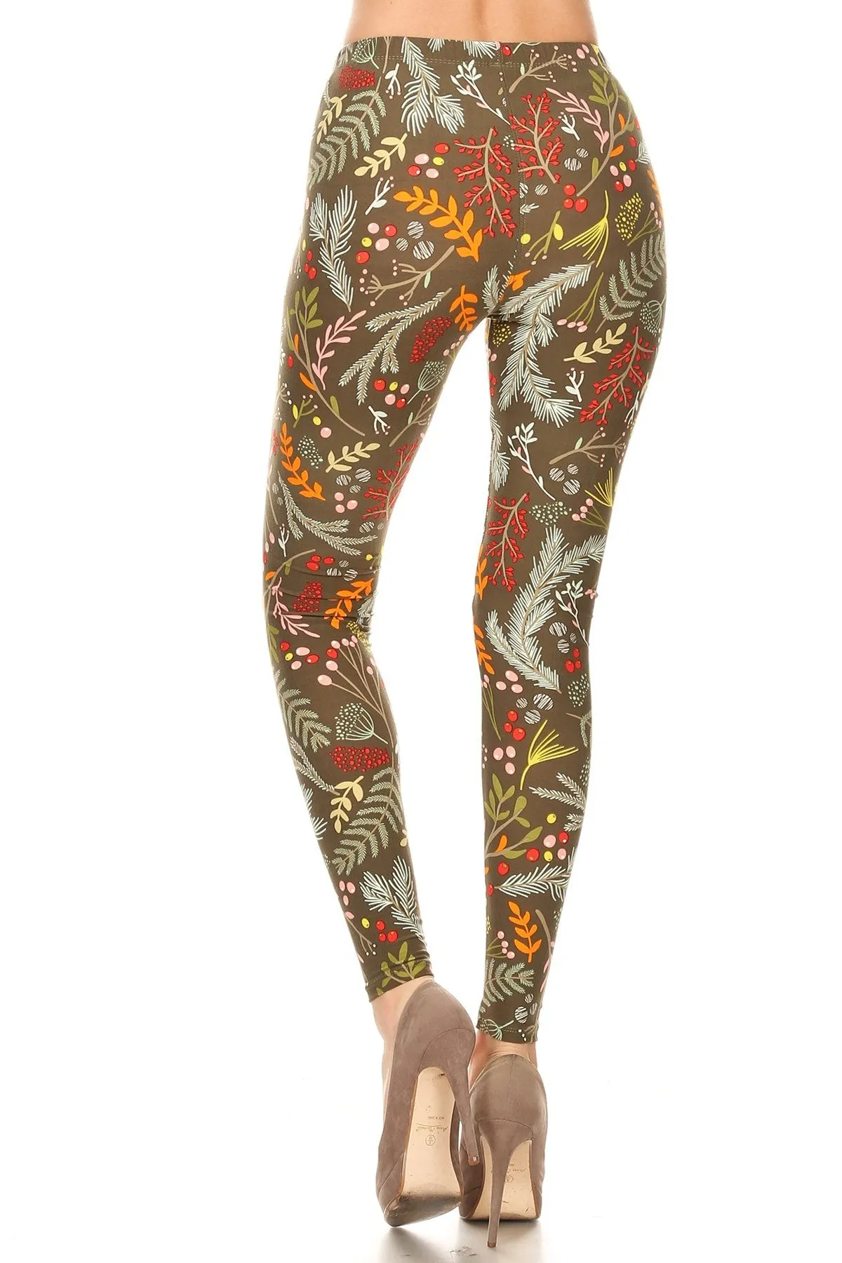 Women's Regular Foliage Autumn Leaf Harvest Pattern Printed Leggings