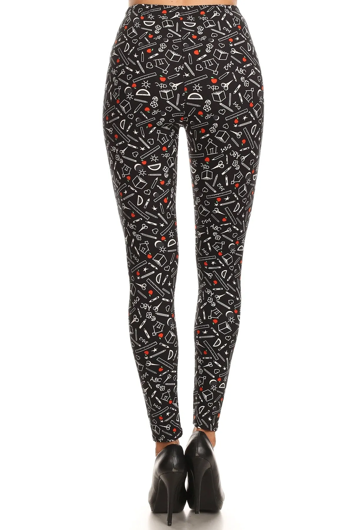 Women's Regular School Supplies Pattern Printed Leggings