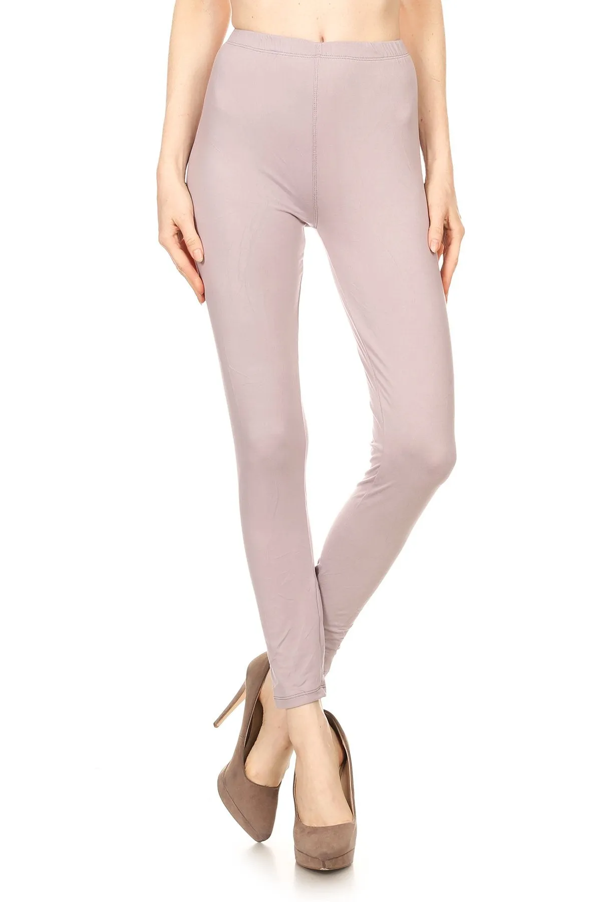 Women's Regular Solid Color Stretchable Peach Skins Fabric Leggings