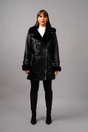 Women's Sheep Skin  Coat Black